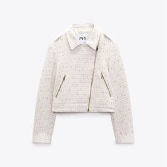 ZARA ZIPPERED TEXTURED JACKET ECRU - Picture 7 of 10